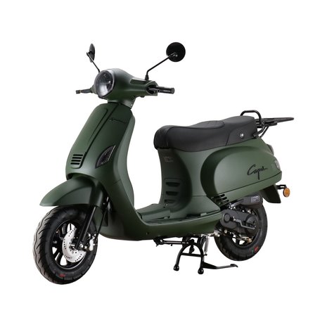 Santini Capri Digital Army Green matgroen scooter zijkant linksvoor